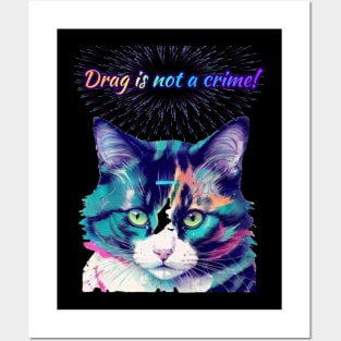 Pepe Says... Drag Is Not A Crime Rainbow Text Teal Posters and Art